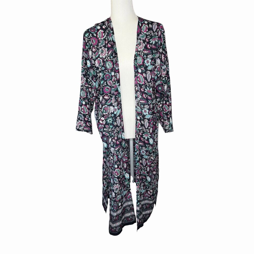 The Loft Outlet Floral Duster Open Front Kimono Cardigan Topper Boho Size M/L